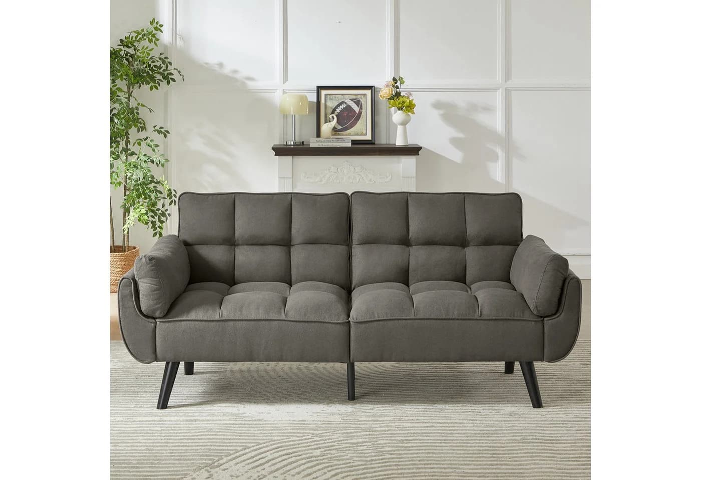 Jiexi Sofa Schlafsofa 190cm Klappbares Verstellbares Dunkelgrau