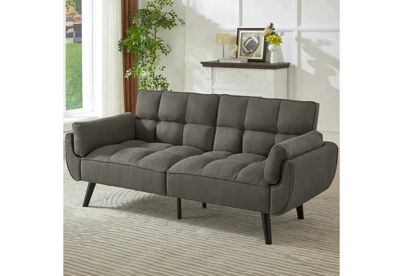 Jiexi Sofa Schlafsofa 190cm Klappbares Verstellbares Dunkelgrau - Bild 2