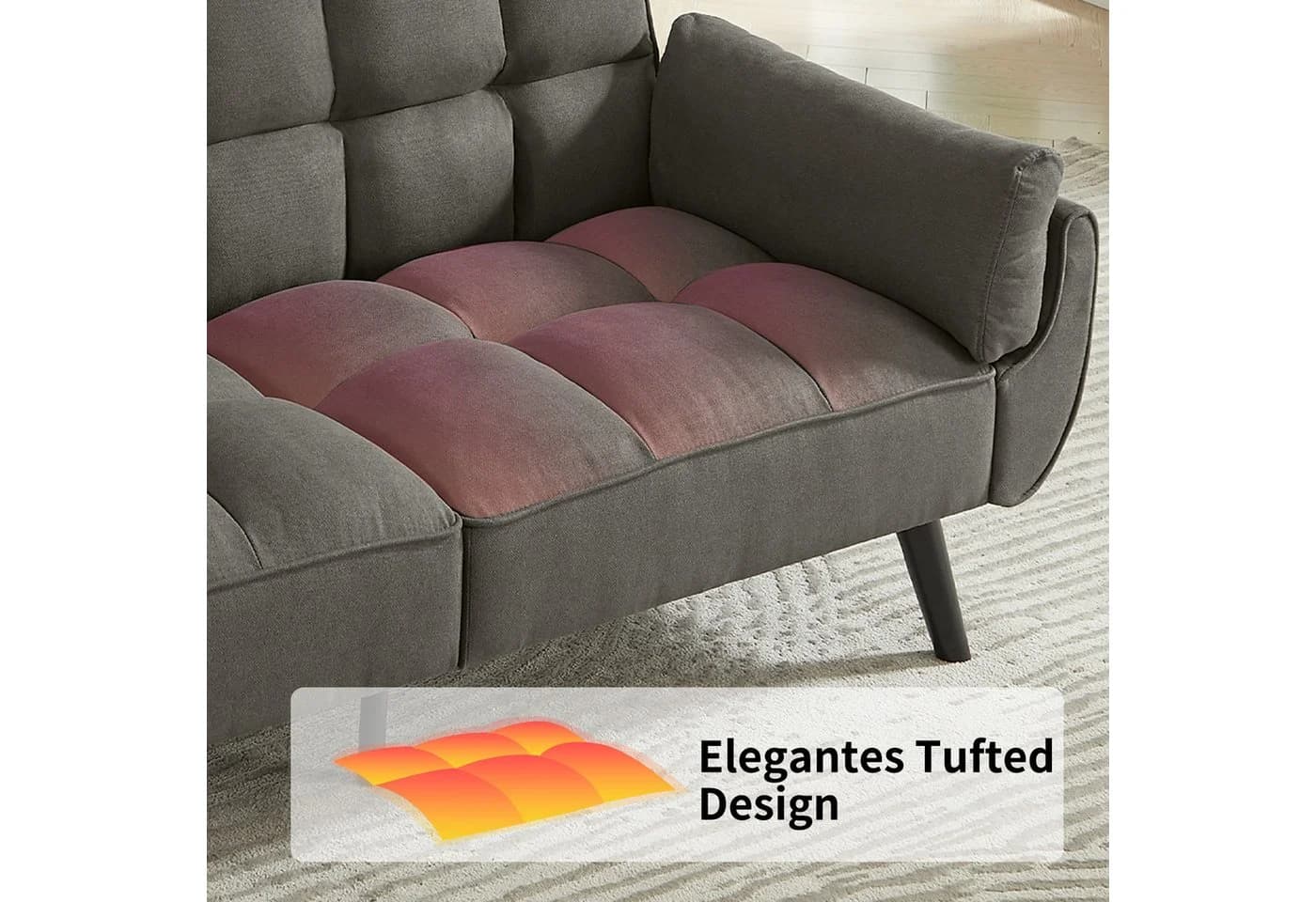 Jiexi Sofa Schlafsofa 190cm Klappbares Verstellbares Dunkelgrau - Bild 4