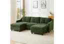 Jiexi Ecksofa mit Schlaffunktion Kordsofa Dunkelgrün Bild 1