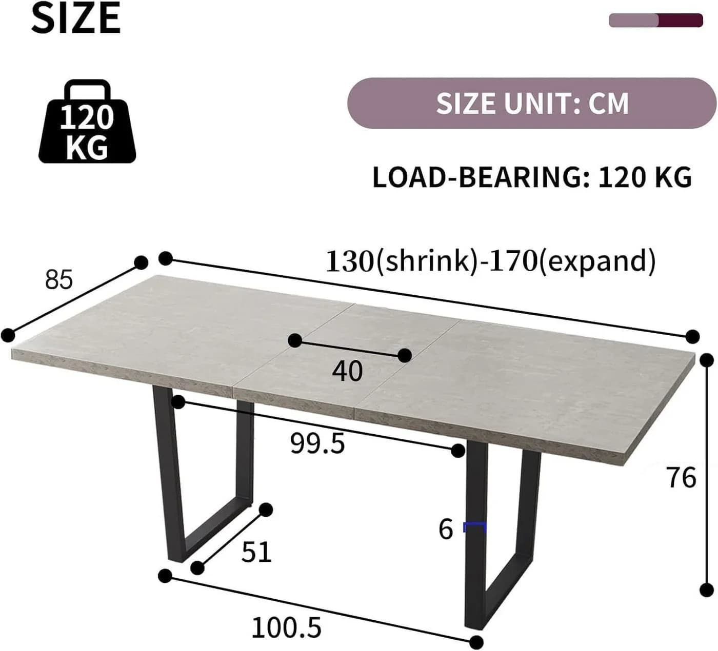 Jiexi Esstisch-Set mit 4 Stühlen Ausziehbar 130-170 cm Modern