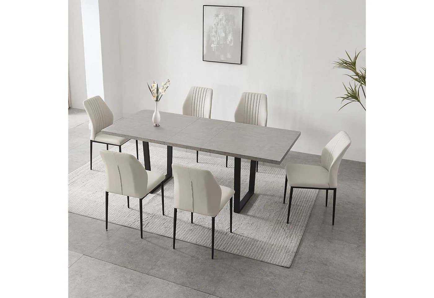 Jiexi Esstisch-Set mit 4 Stühlen Ausziehbar 130-170 cm Modern - Bild 4