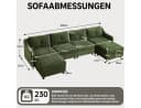 Jiexi Ecksofa mit Schlaffunktion Kordsofa Dunkelgrün Bild 4