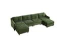 Jiexi Ecksofa mit Schlaffunktion Kordsofa Dunkelgrün Bild 5