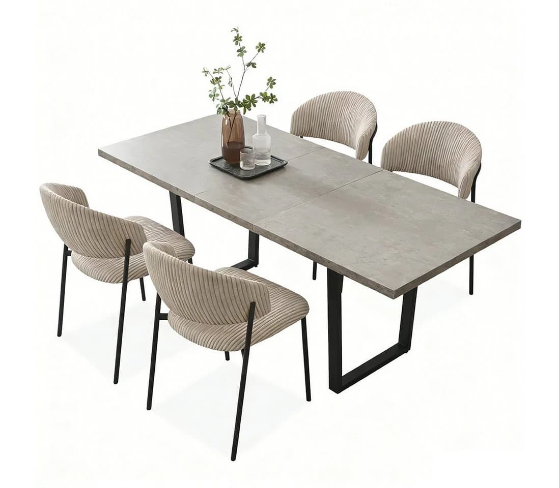 Jiexi Esszimmerstuhl Grau Cord-Optik Modern Bequem Stabil - Bild 2