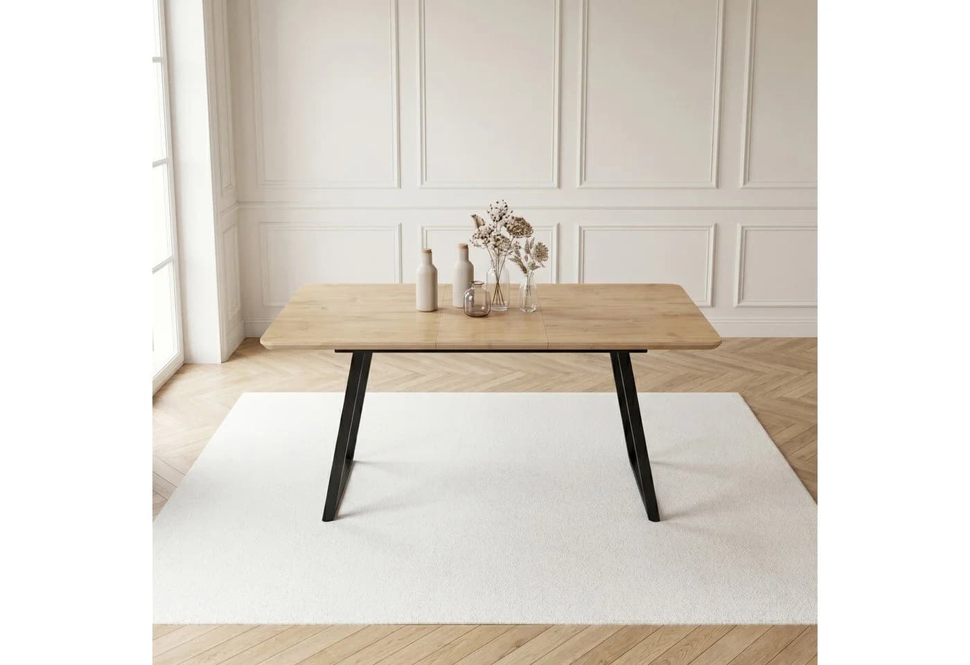 Jiexi Ausziehbarer Esstisch MDF Holzoptik Modern