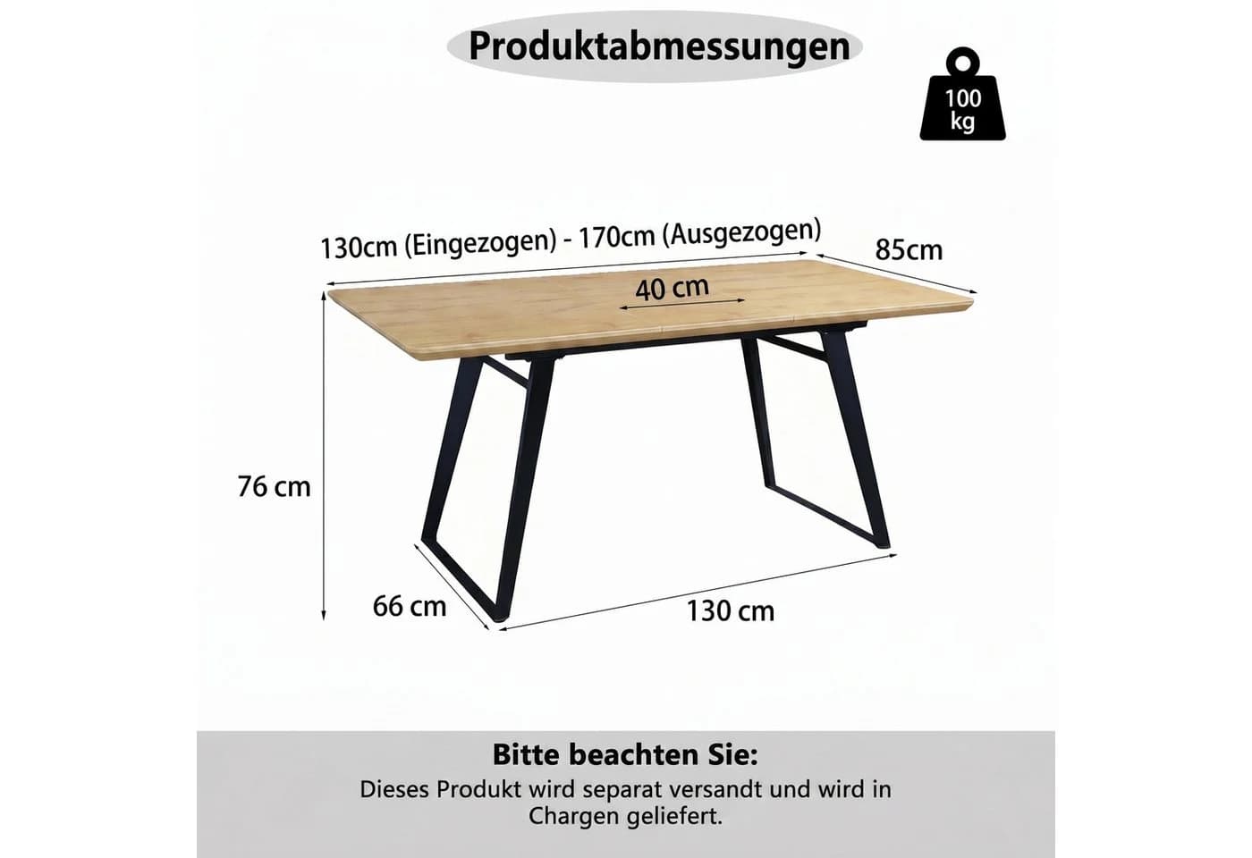 Jiexi Ausziehbarer Esstisch MDF Holzoptik Modern - Bild 3