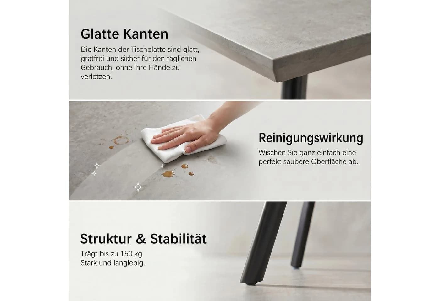 Jiexi Essgruppe mit PU-Leder Stühlen Industrie-Design Grau - Bild 5