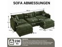 Jiexi Ecksofa 285cm Grün mit Schlaffunktion und Fußstützen Bild 3