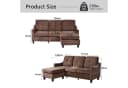 Jiexi Ecksofa Cord Sofa Braun mit Hocker, 3-Sitzer Couch fürs Wohnzimmer Bild 3