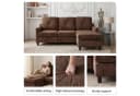 Jiexi Ecksofa Cord Sofa Braun mit Hocker, 3-Sitzer Couch fürs Wohnzimmer Bild 5