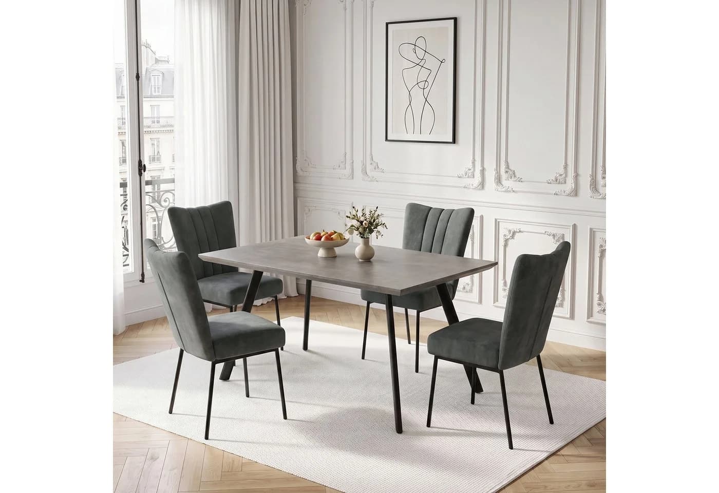 Jiexi Essgruppe Tisch- und Stuhlset Modern Grau - Bild 2