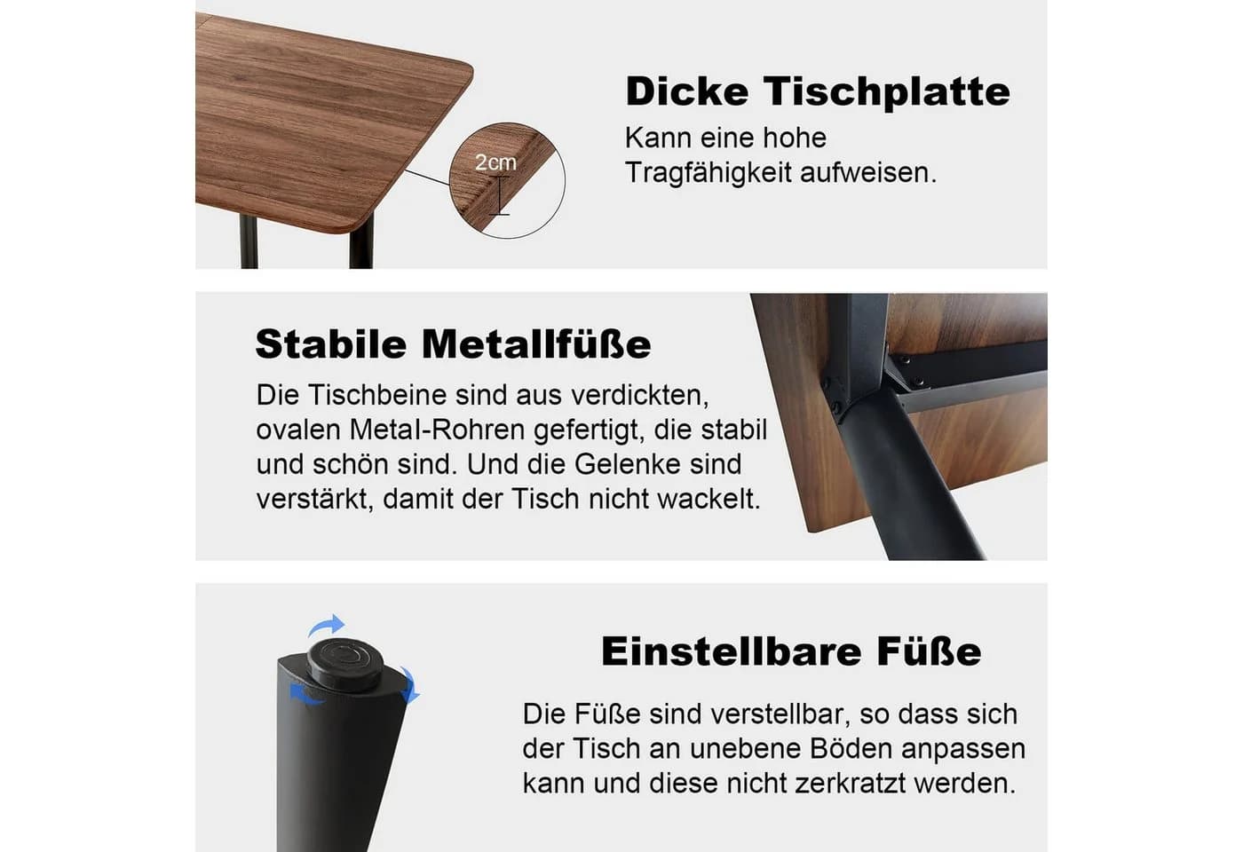Jiexi Ausziehbarer Esstisch mit 6 Stühlen Walnussoptik Bouclé - Bild 5