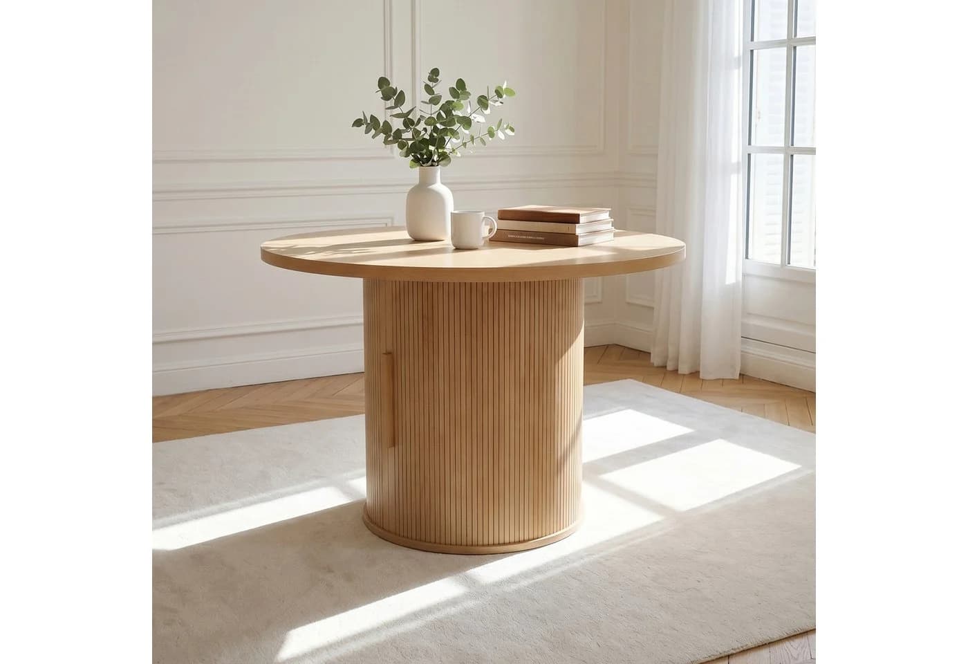 Jiexi Essgruppe 5-teilig runder Tisch mit Stauraum & 4 Polsterstühle - Bild 2