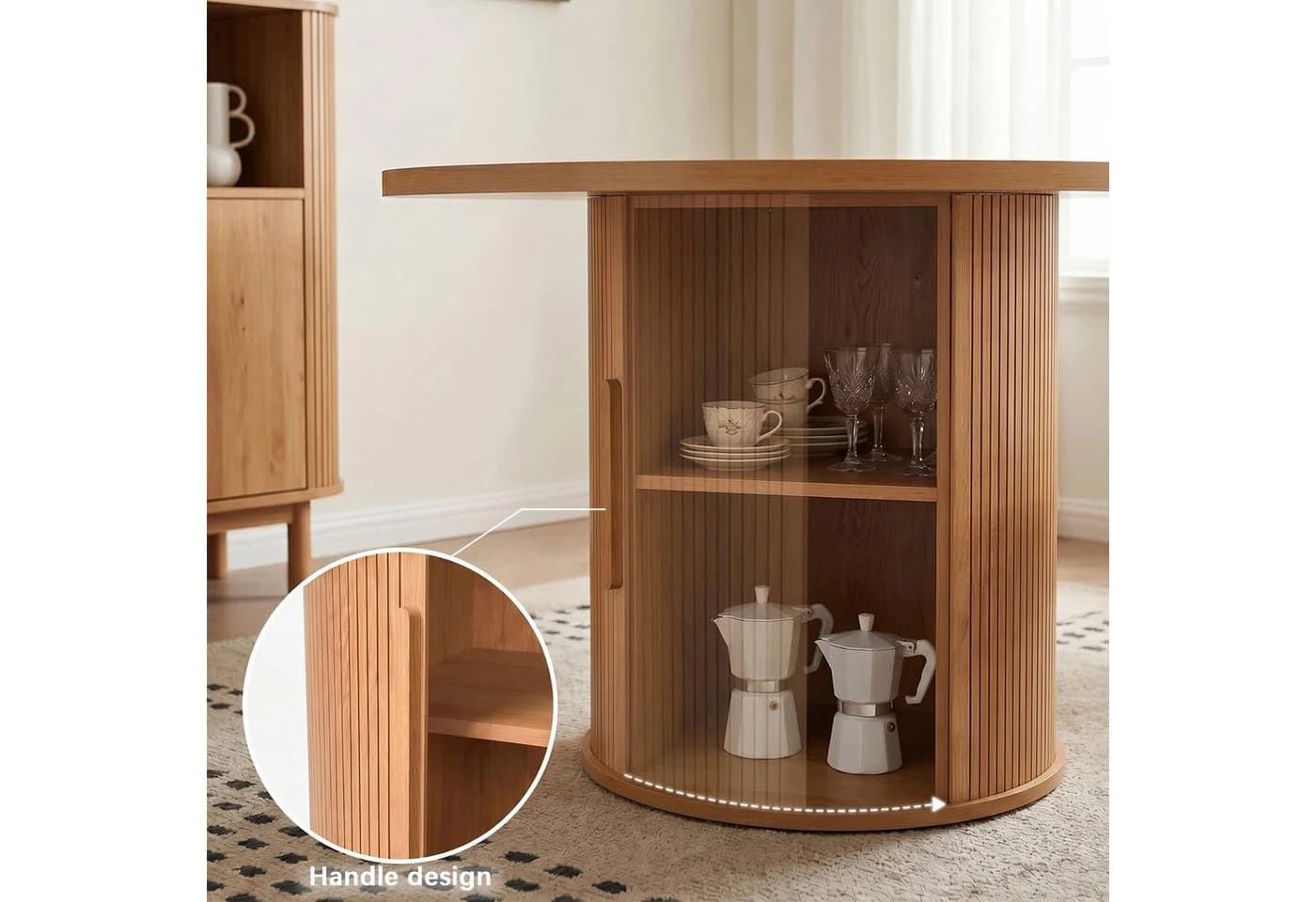 Jiexi Essgruppe 5-teilig runder Tisch mit Stauraum & 4 Polsterstühle - Bild 5