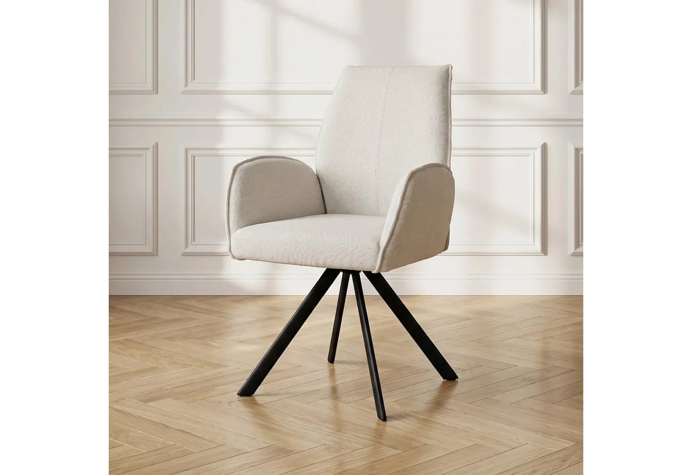 Jiexi Armlehnstuhl Modern Beige Stoff Metallgestell - Bild 2