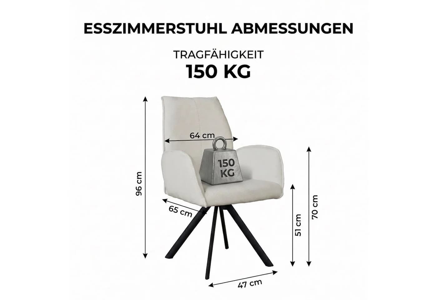 Jiexi Armlehnstuhl Modern Beige Stoff Metallgestell - Bild 4