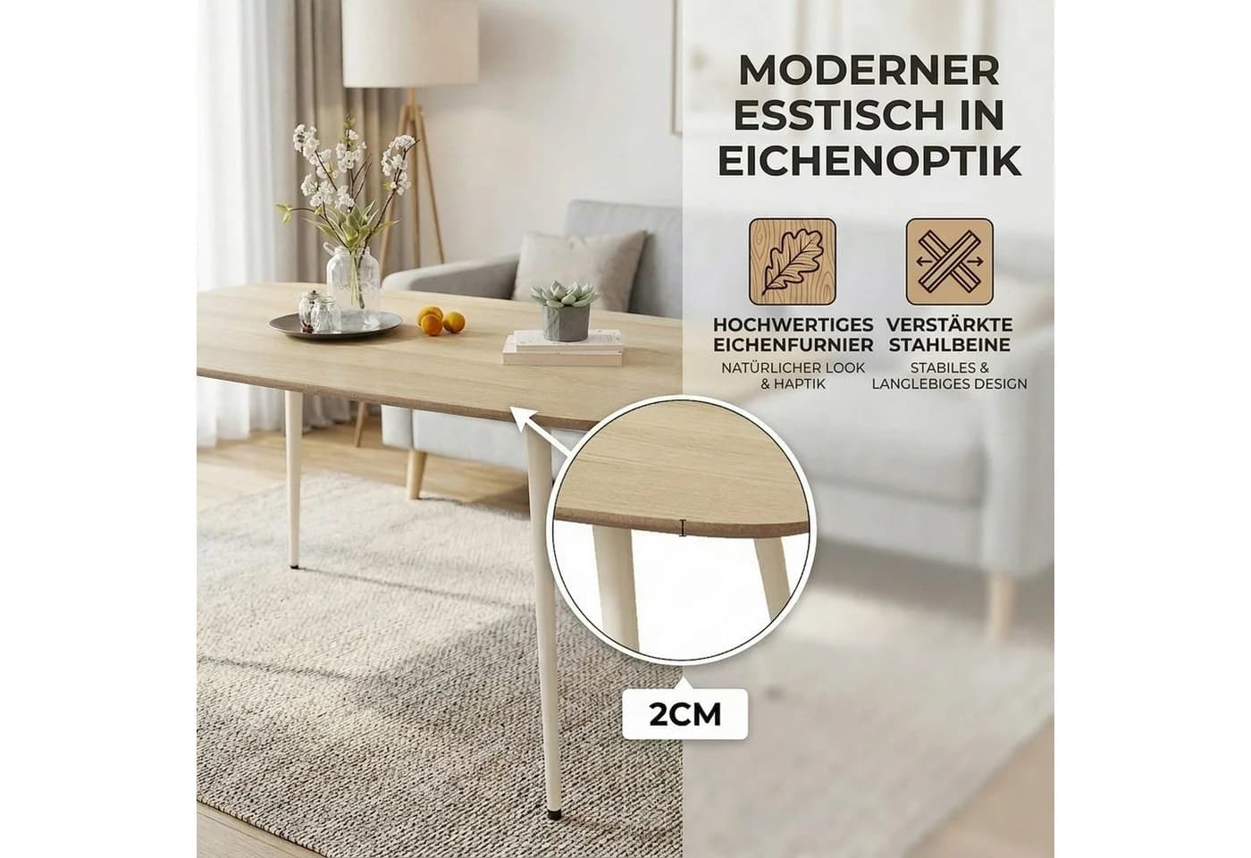 Jiexi Essgruppe Tisch- und Stuhlset Modern Beige - Bild 4