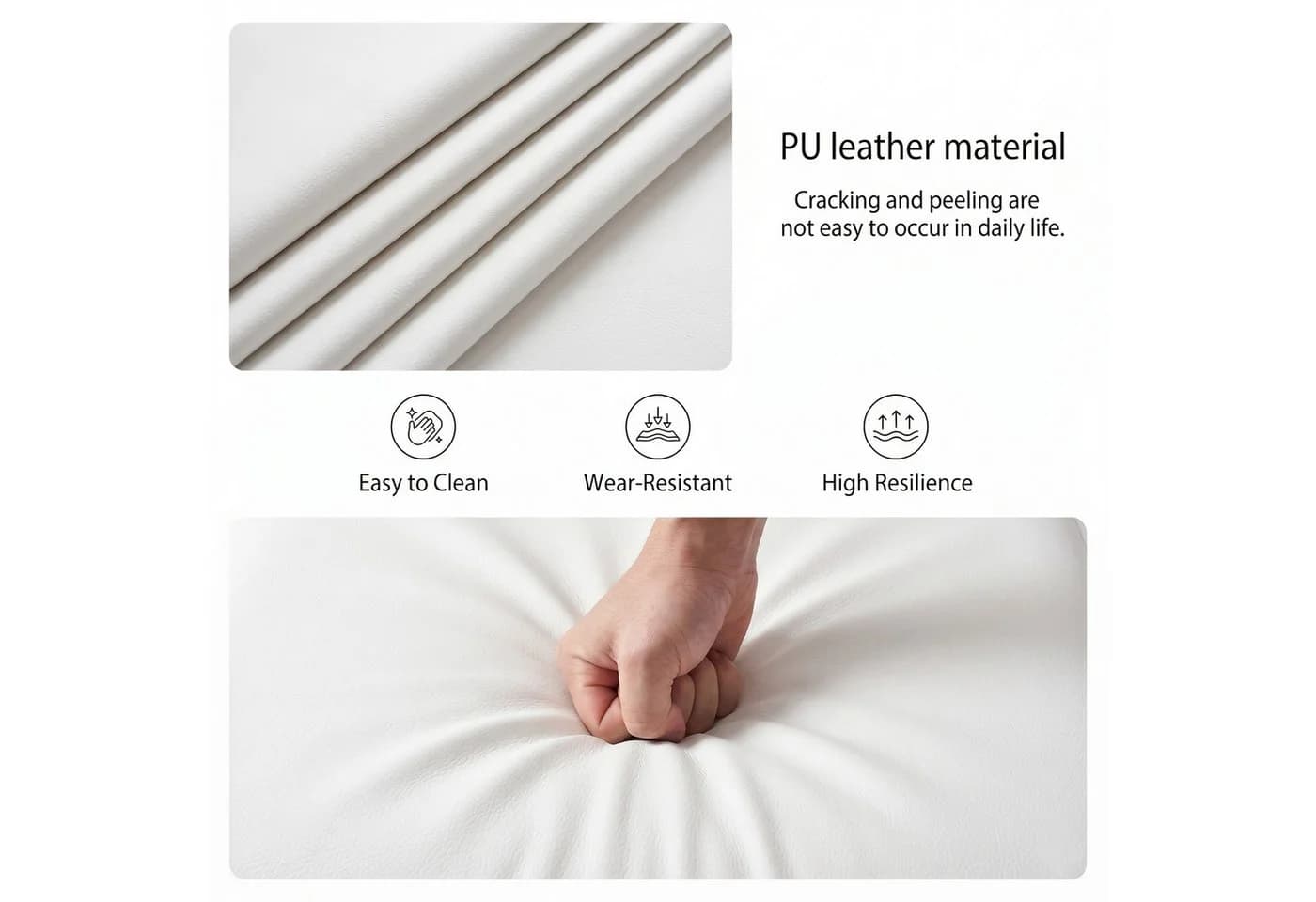 Jiexi Freischwinger Set PU-Leder Z-Form Design Modern Weiß - Bild 5