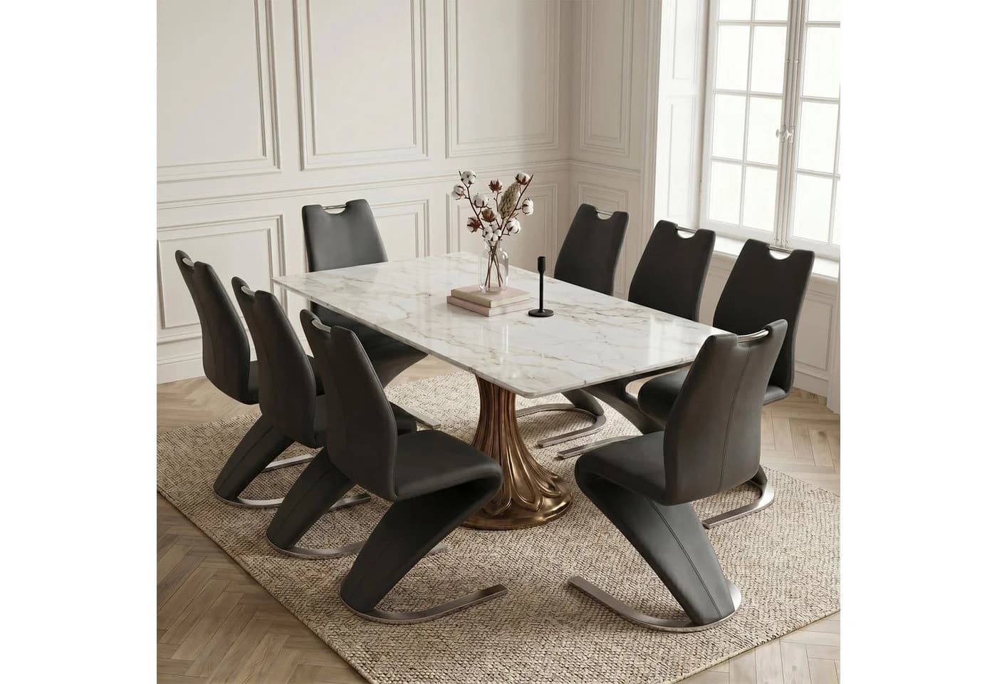 Jiexi Freischwinger Set Schwarz PU-Leder Z-Form Design - Bild 2