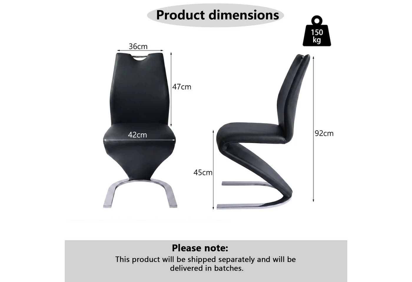 Jiexi Freischwinger Set Schwarz PU-Leder Z-Form Design - Bild 5