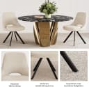 Jiexi Esszimmerstuhl Polsterstuhl Beige/Grau Velvet-Optik Bild 5