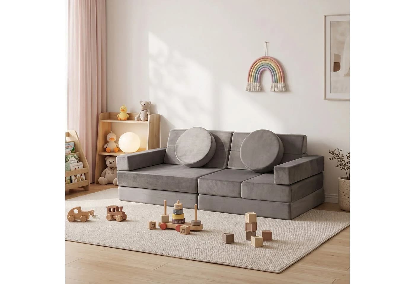 Jiexi Modulares Kindersofa Grau Klappbar - Bild 2