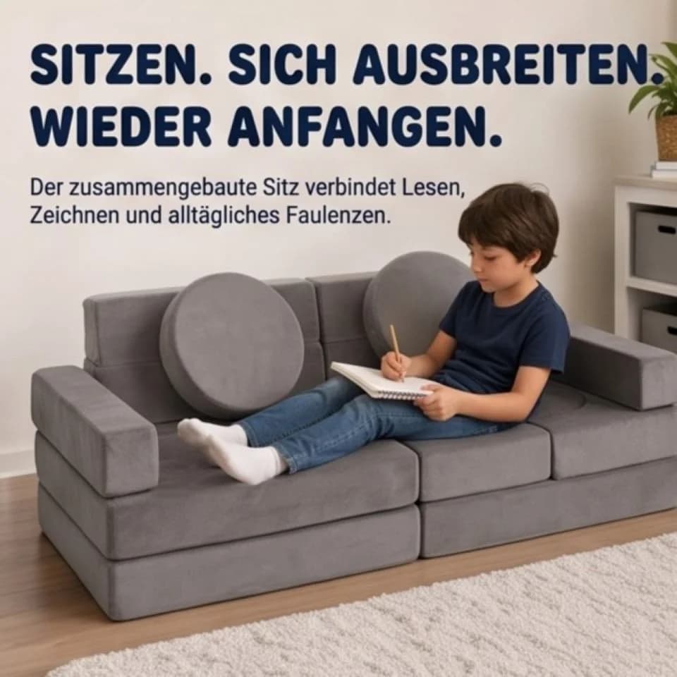 Jiexi Modulares Kindersofa Grau Klappbar - Bild 5