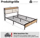 Jiexi Metallbett 140x200 mit gepolstertem Kopfteil und Ablage Schwarz Bild 1