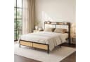 Jiexi Metallbett 140x200 mit gepolstertem Kopfteil und Ablage Schwarz Bild 2