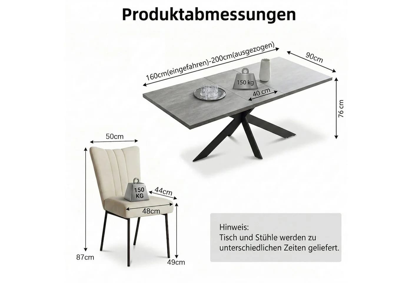 Jiexi Esstisch mit 6 Stühlen Ausziehbar 160-200 cm - Bild 3
