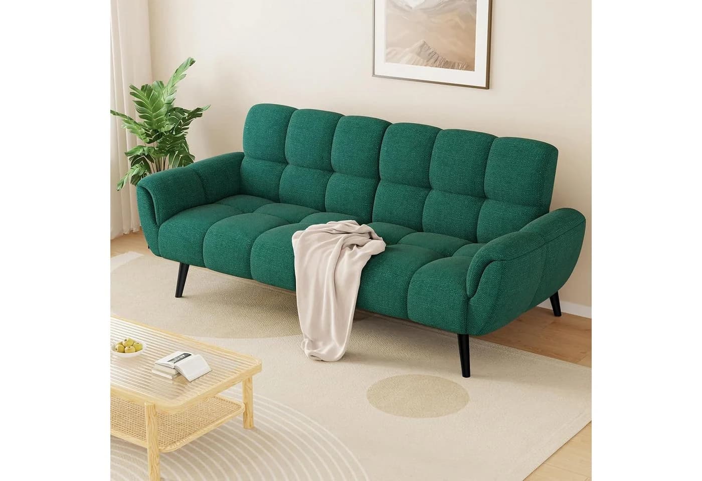 Jiexi Big-Sofa 3-Sitzer Schlafsofa mit Schlaffunktion Grün - Bild 2