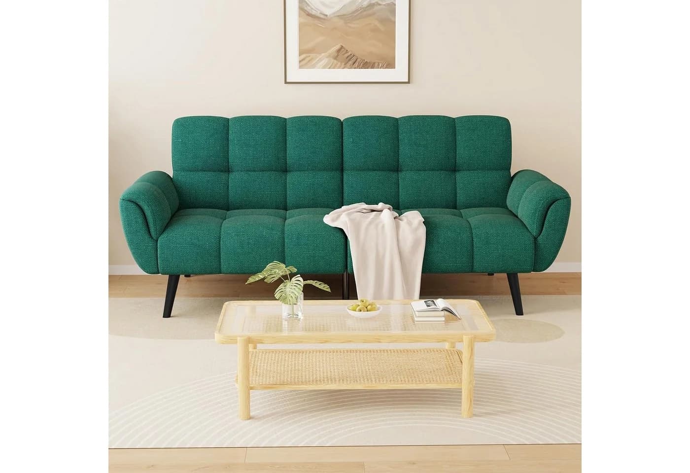 Jiexi Big-Sofa 3-Sitzer Schlafsofa mit Schlaffunktion Grün - Bild 3