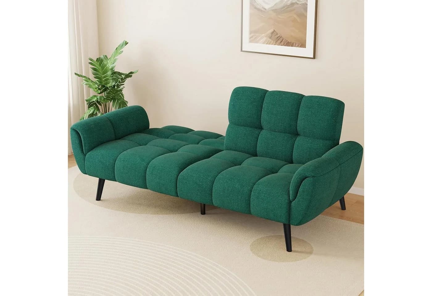 Jiexi Big-Sofa 3-Sitzer Schlafsofa mit Schlaffunktion Grün - Bild 5