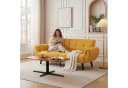 Jiexi 3-Sitzer Sofa Leinenstoff Gelb mit Massivholzbeinen Bild 1