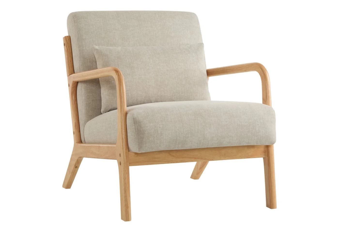 Aunekiv Sessel Mid-Century mit Kissen & Holzrahmen Grau/Grün/Orange - Bild 2