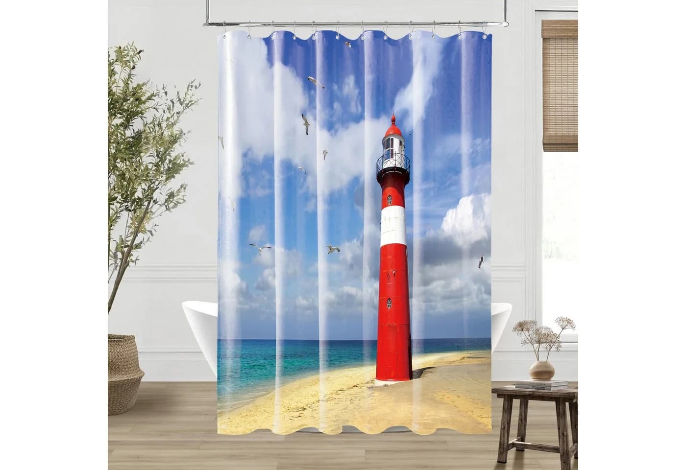 Sanilo Duschvorhang Leuchtturm 180 x 200 cm 100% Wasserdicht