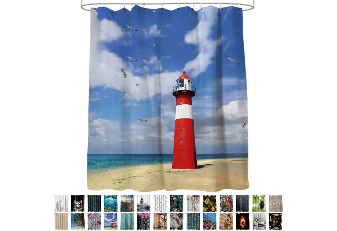 Sanilo Duschvorhang Leuchtturm 180 x 200 cm 100% Wasserdicht - Bild 2