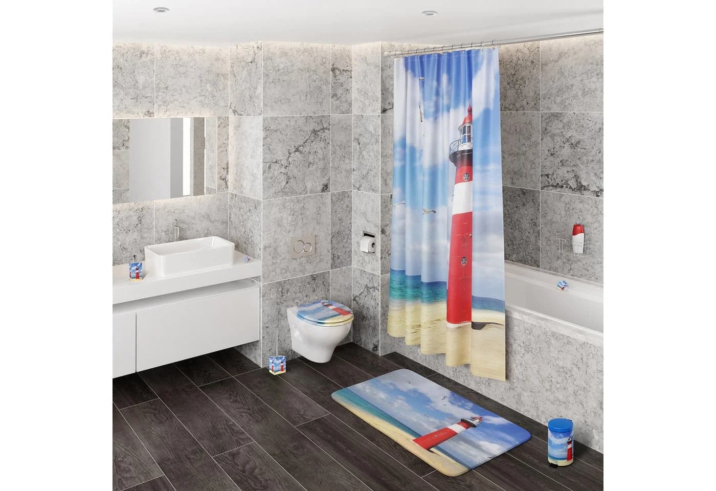 Sanilo Duschvorhang Leuchtturm 180 x 200 cm 100% Wasserdicht - Bild 4