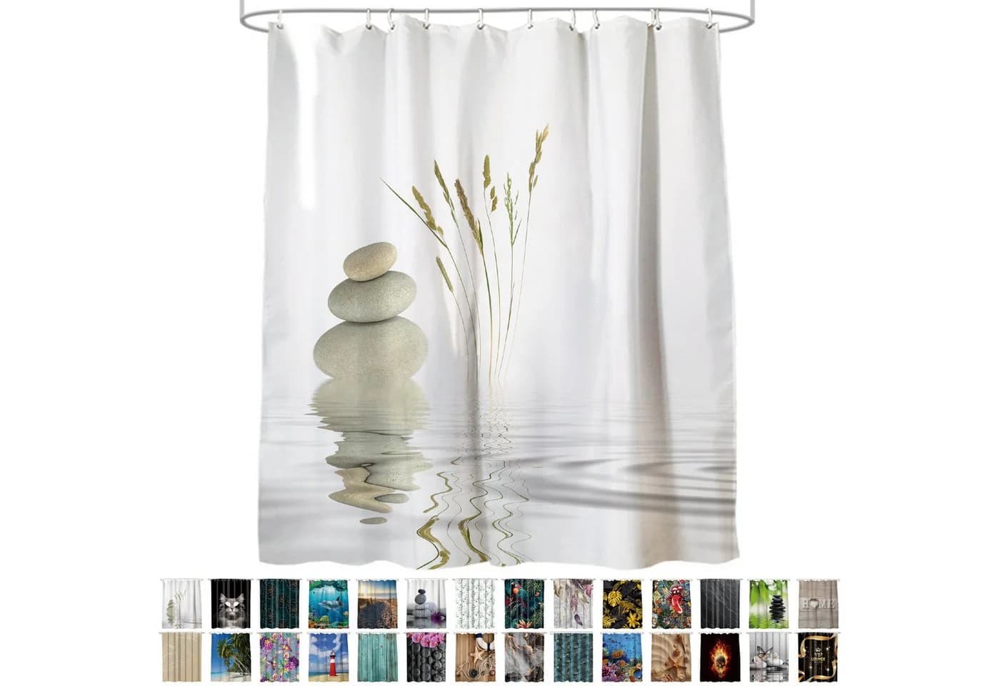 Sanilo Duschvorhang Balance 180 x 200 cm, 100% wasserdicht, Anti-Schimmel-Effekt - Bild 2