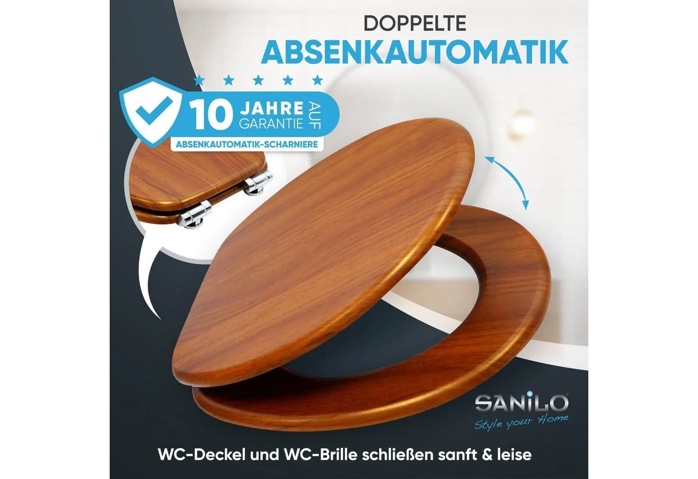 WC-Sitz SANILO Mahagoni Braun MDF SoftClose - Bild 3
