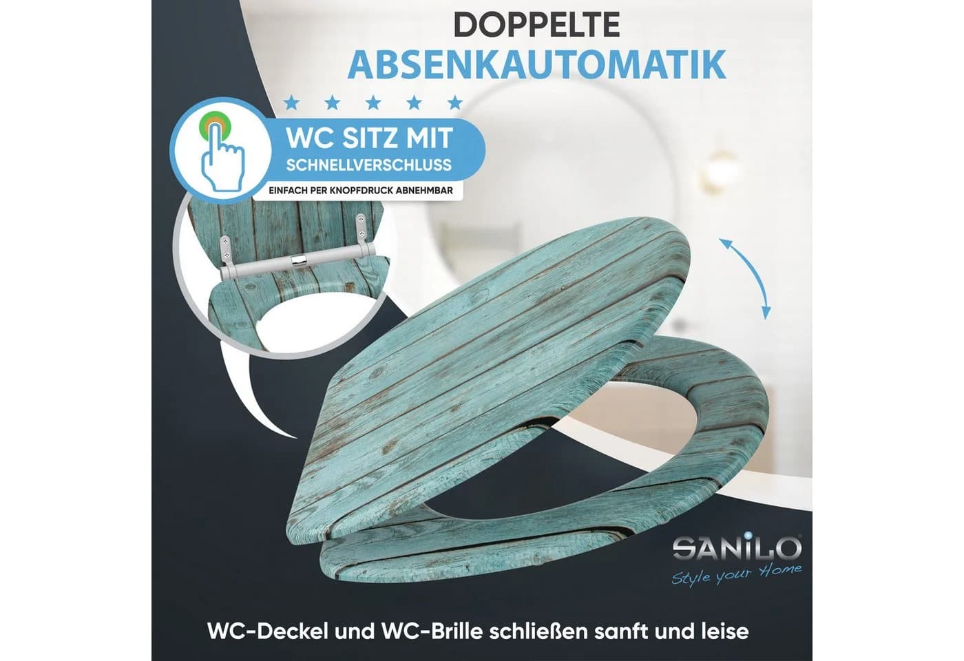 Sanilo WC-Sitz mit Absenkautomatik Premium Toilettendeckel Braun - Bild 3