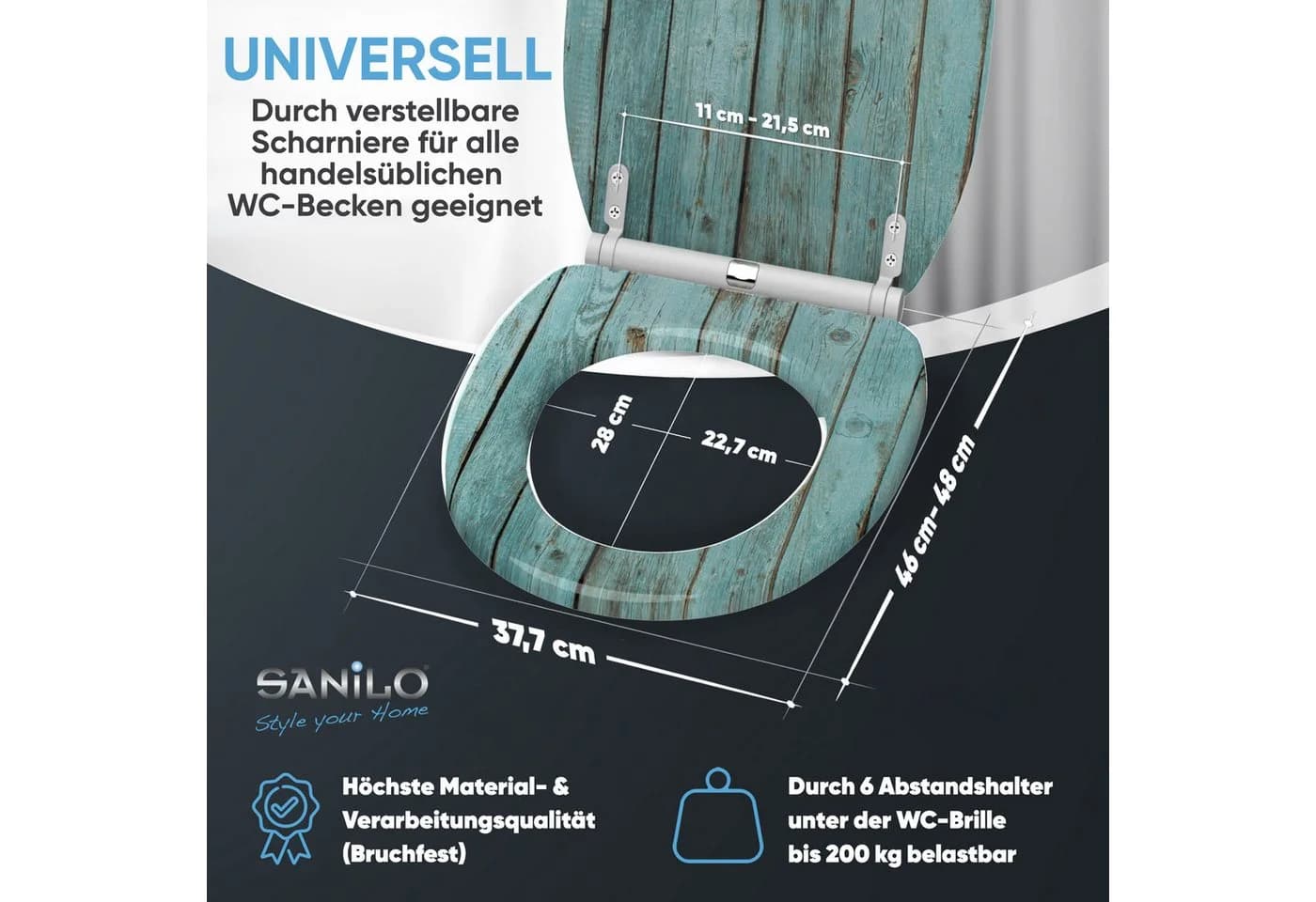 Sanilo WC-Sitz mit Absenkautomatik Premium Toilettendeckel Braun - Bild 4