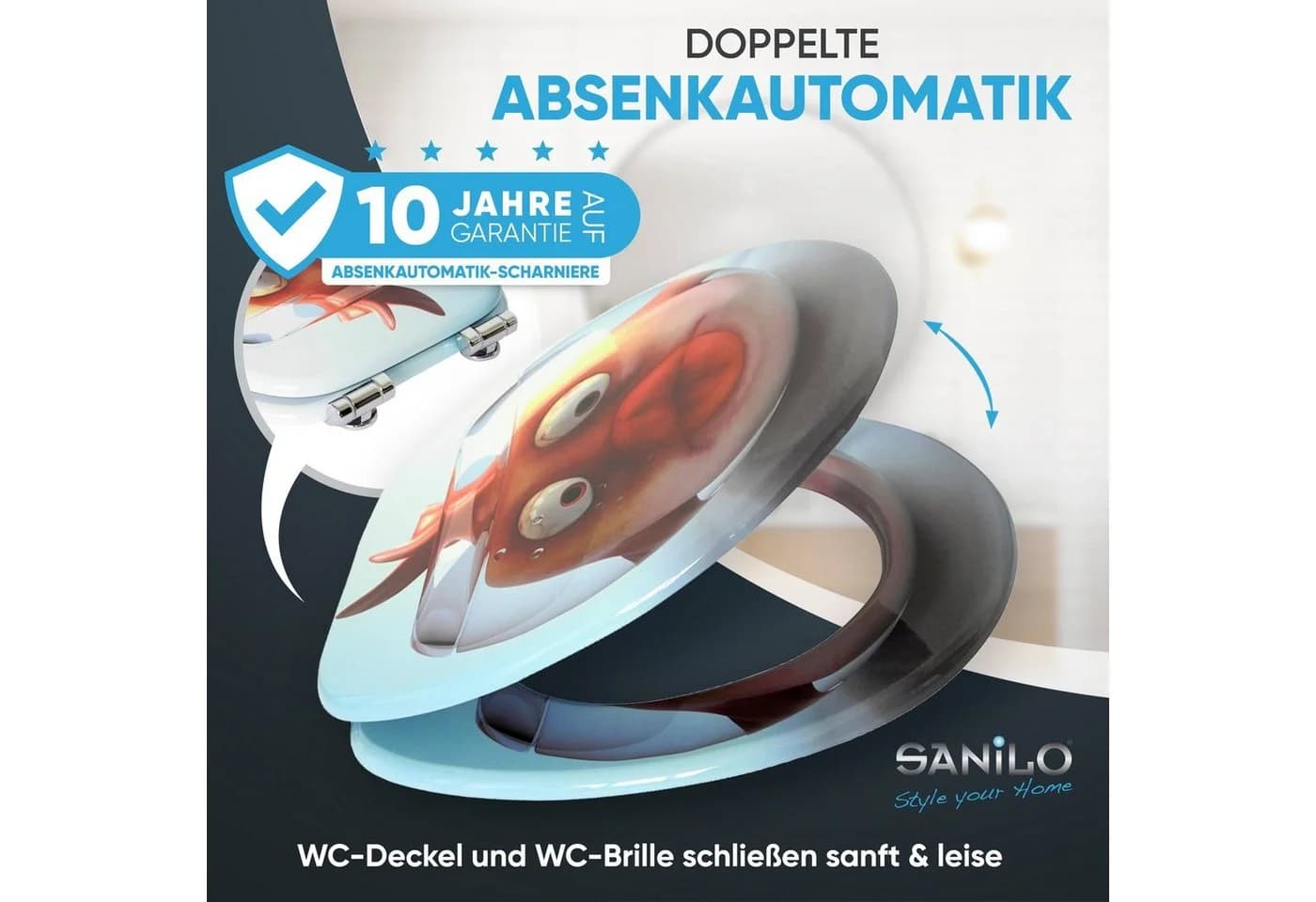 Sanilo WC-Sitz Goldfisch Blau/Orange/Rot mit Absenkautomatik - Bild 3