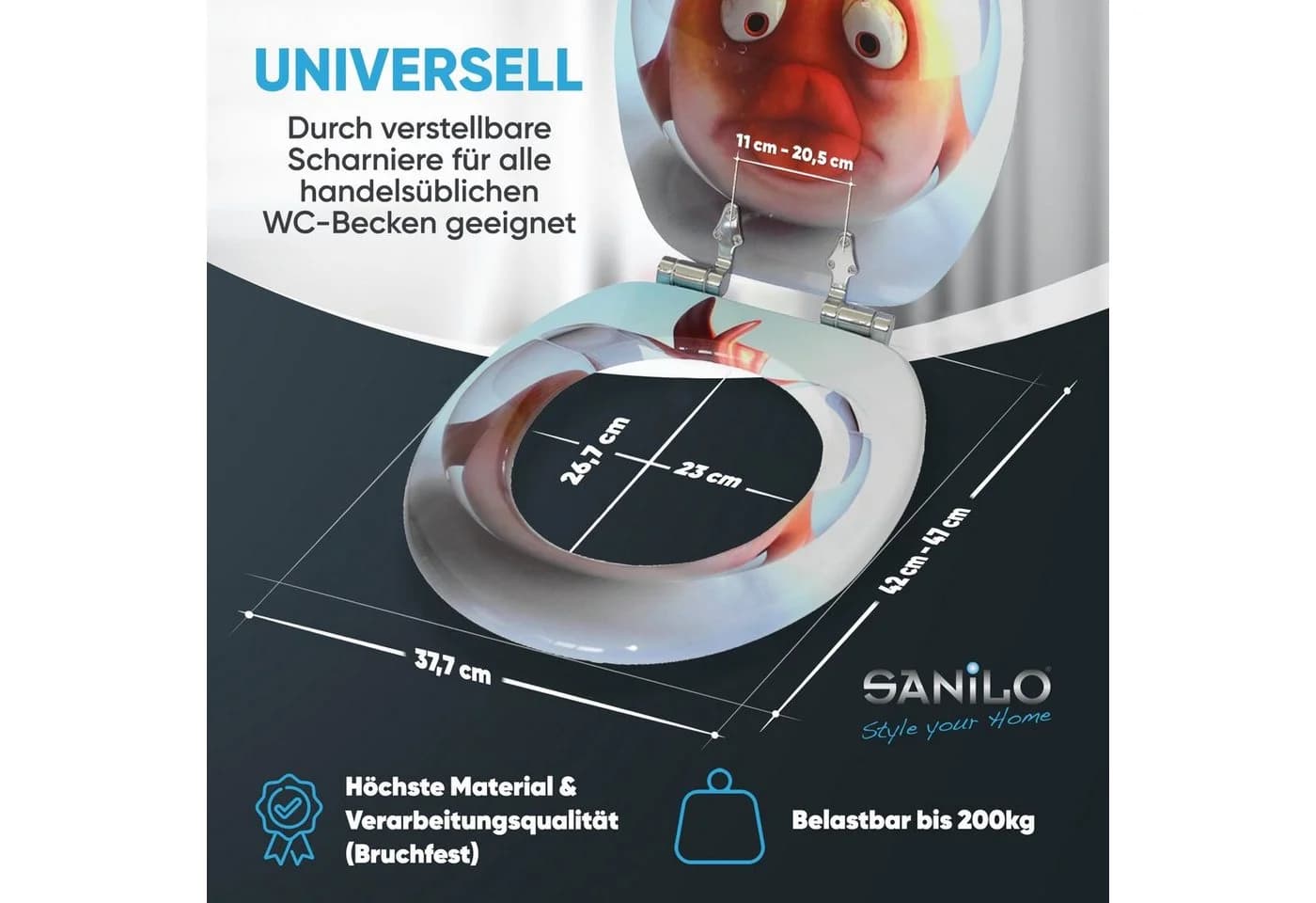 Sanilo WC-Sitz Goldfisch Blau/Orange/Rot mit Absenkautomatik - Bild 4