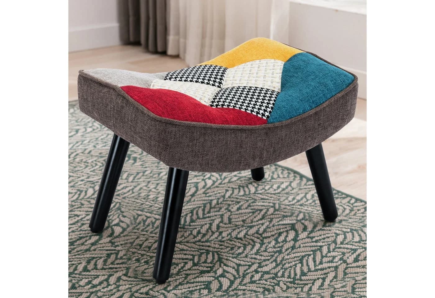HomeMiYN Sitzhocker Patchwork-Sessel Ohrensessel Schaukelstuhl - Bild 2