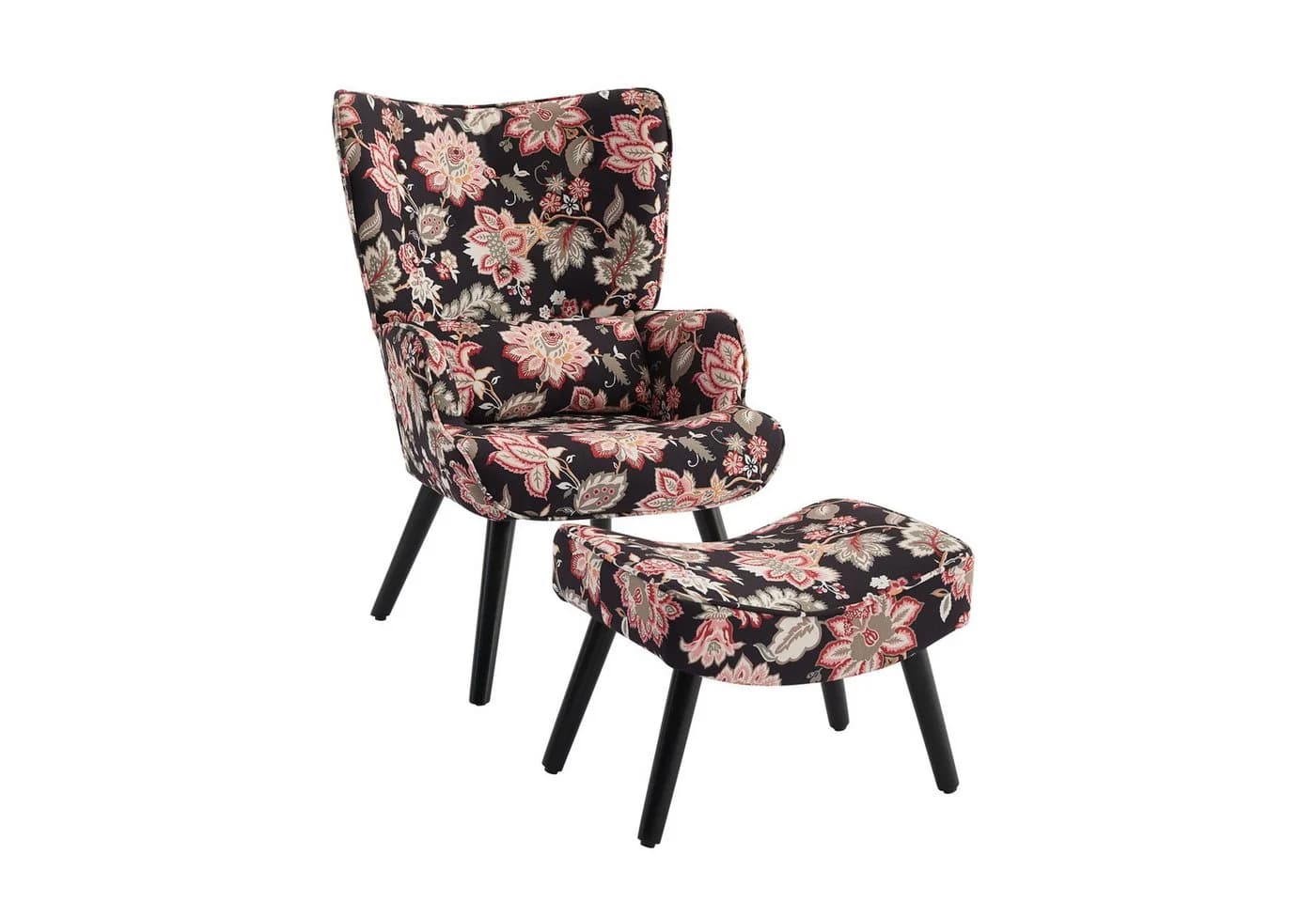 HomeMiYN Ohrensessel Relaxsessel Patchwork Ohrensessel mit Hocker Bunt - Bild 2
