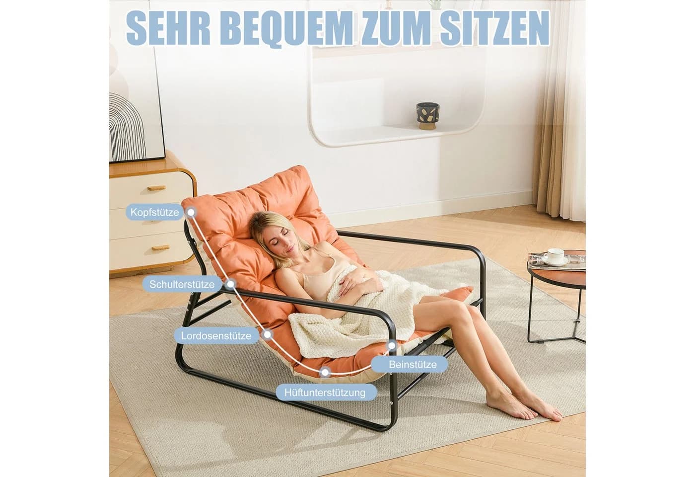 Zeitgenössischer Loungesessel mit Polster und Kissen - Bild 3