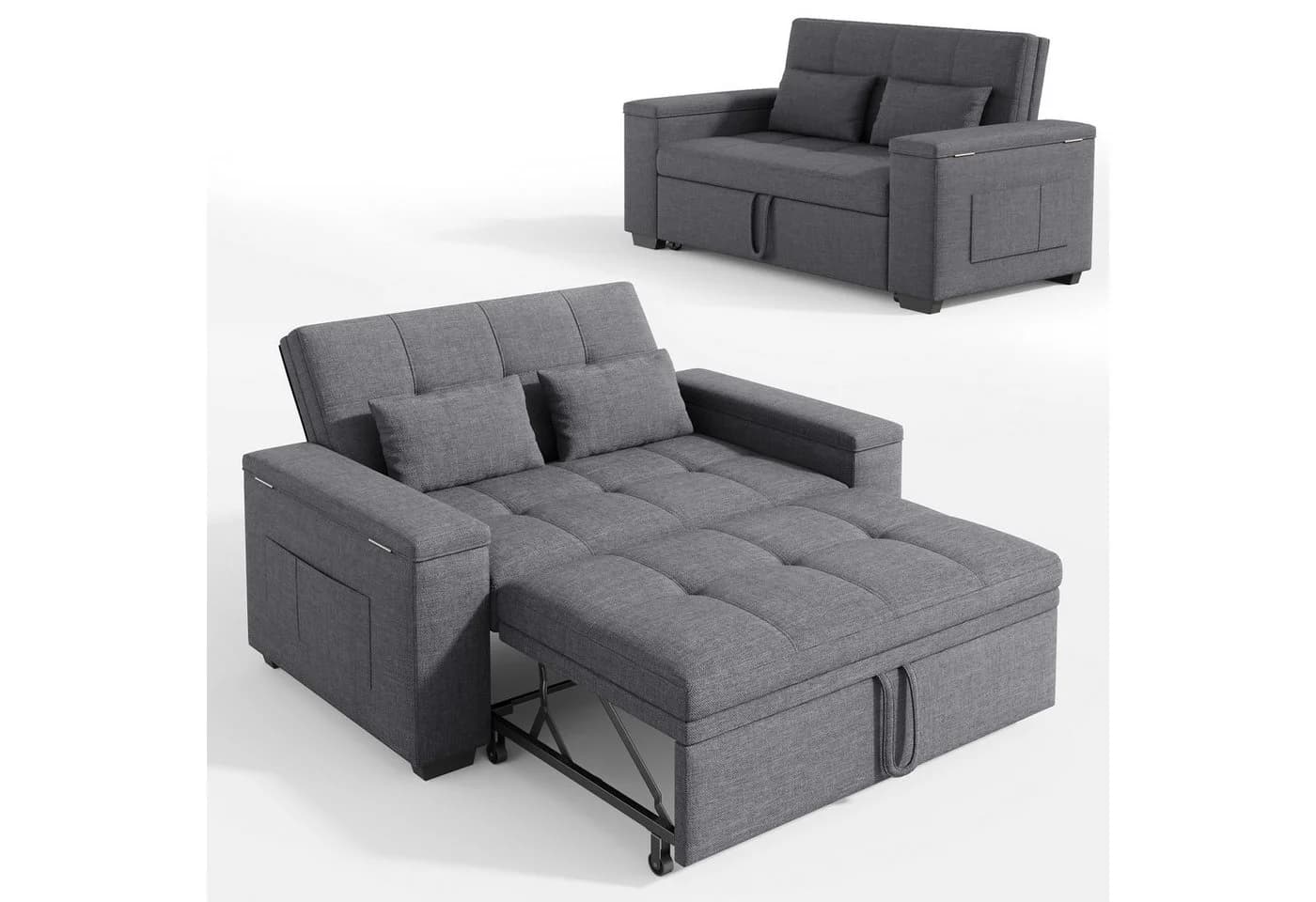 Bealife Schlafsofa 2-Sitzer Grau Verstellbare Rückenlehne - Bild 2