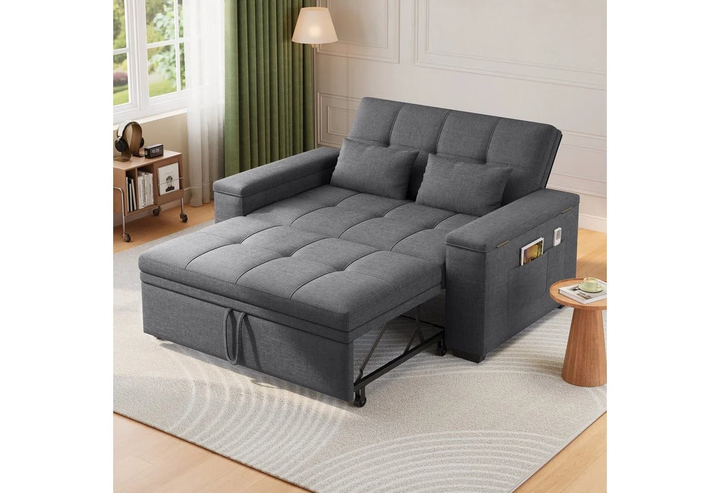 Bealife Schlafsofa 2-Sitzer Grau Verstellbare Rückenlehne - Bild 5